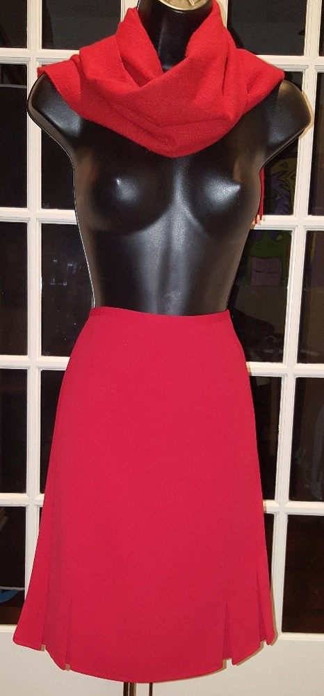 EUC red pleated skirt